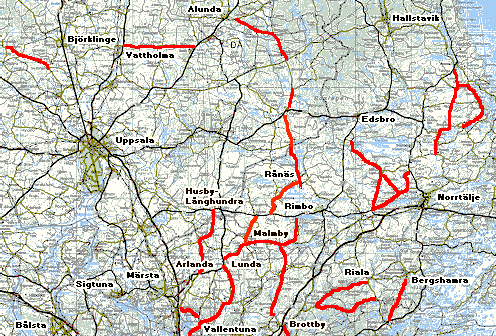 Roads north of Stockholm