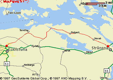 Karta fr Strngns - Bjrsund -Eskilstuna